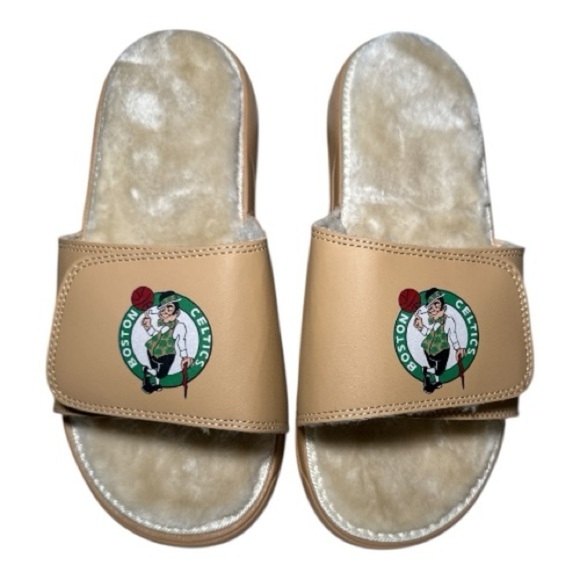 NEW! iSlide Men\'s Boston Celtics Dune Faux Fur Slide Sandals Size 10 main image 8
